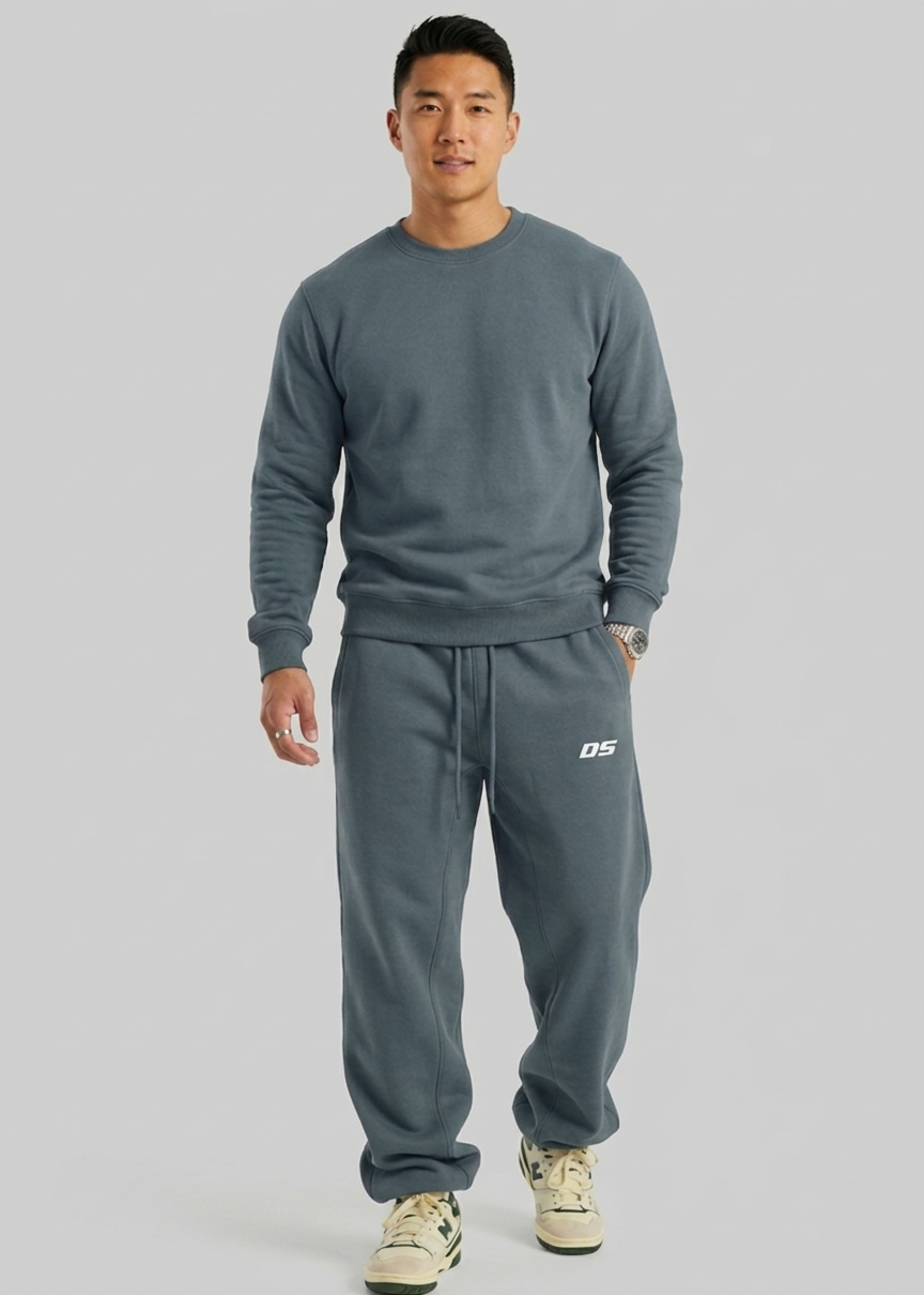 Slim Fit Training Pants Grijs Blauw - Vooraanzicht