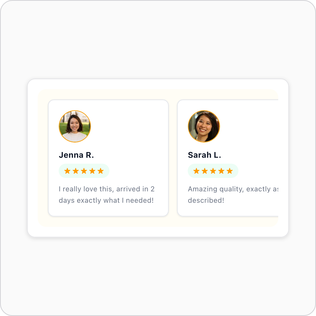 Review cards horizontal
