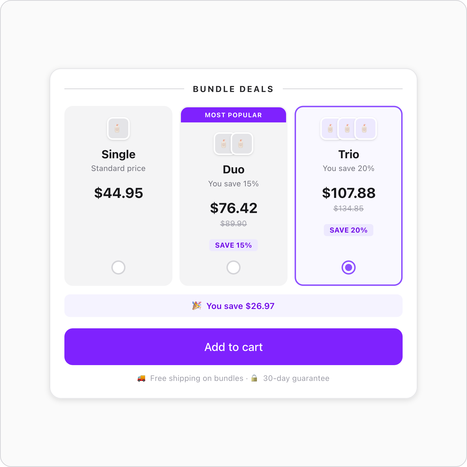 Bundle Deals — Horizontal Triple Tier