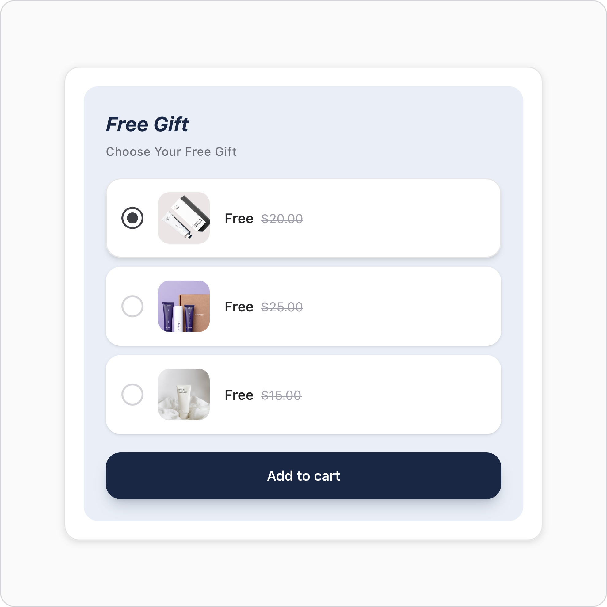 Free gift selector